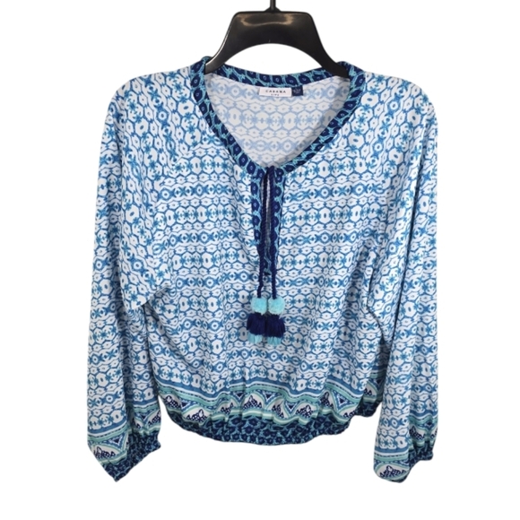 {Cabana Life} Aruba Blues Tassel Blouse - Size Large - Picture 3 of 17